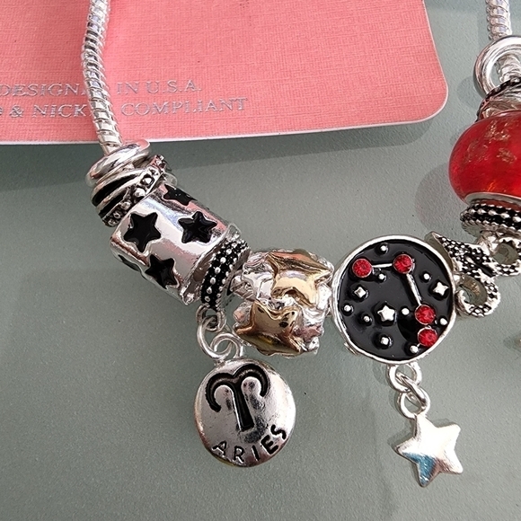 NEW Aries Zodiac Snake Chain Charm Beads Bracelet - Picture 4 of 7